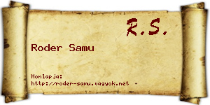 Roder Samu névjegykártya